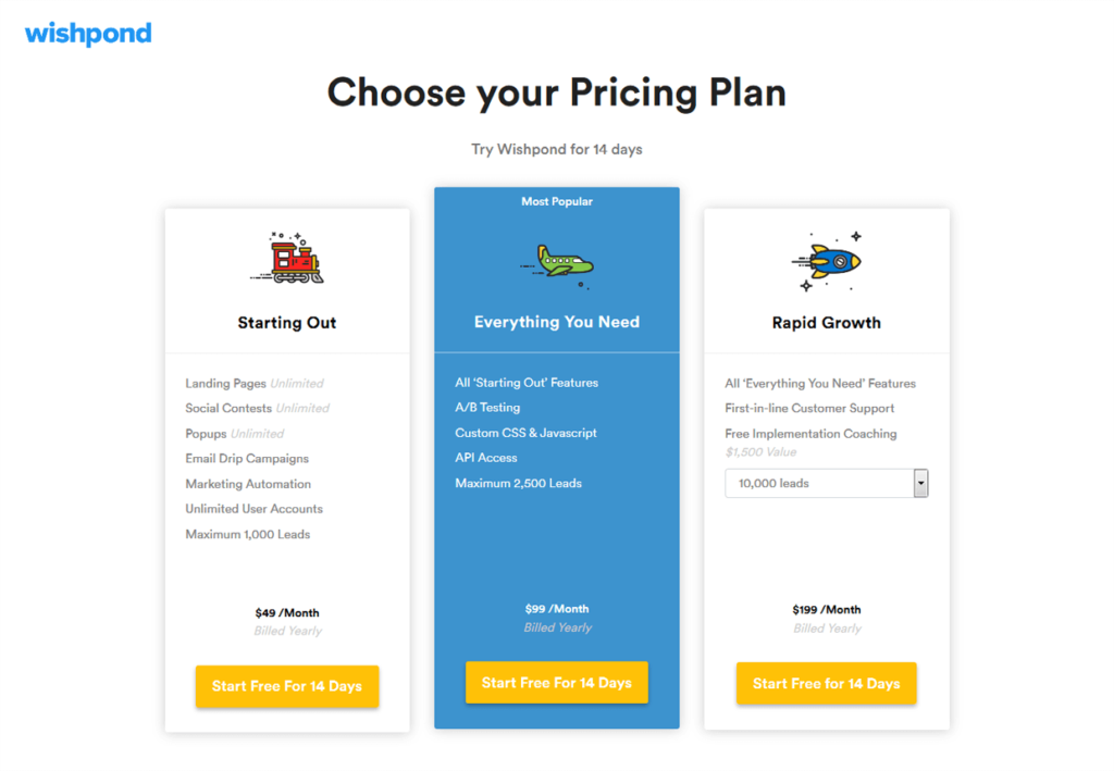 Wishpond Pricing Plans