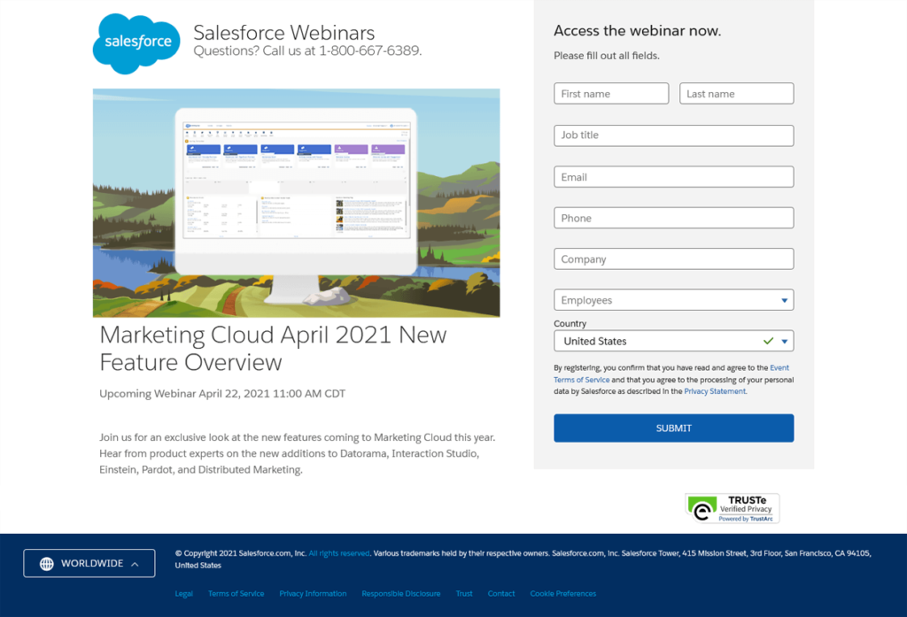 Salesforce Webinar Registration Example