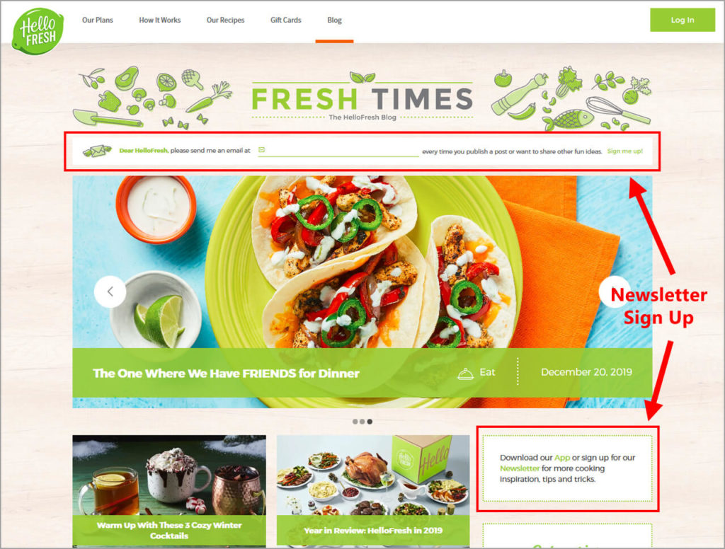 Hellofresh Blog Lead Magnet Funnel Example