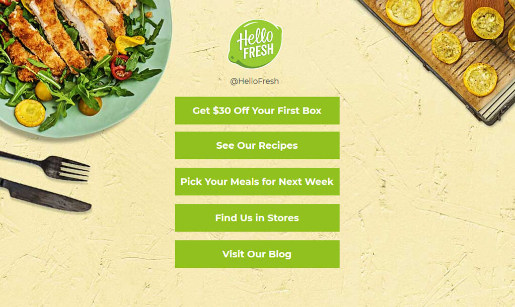 Hellofresh Instagram Sales Offer Link Page