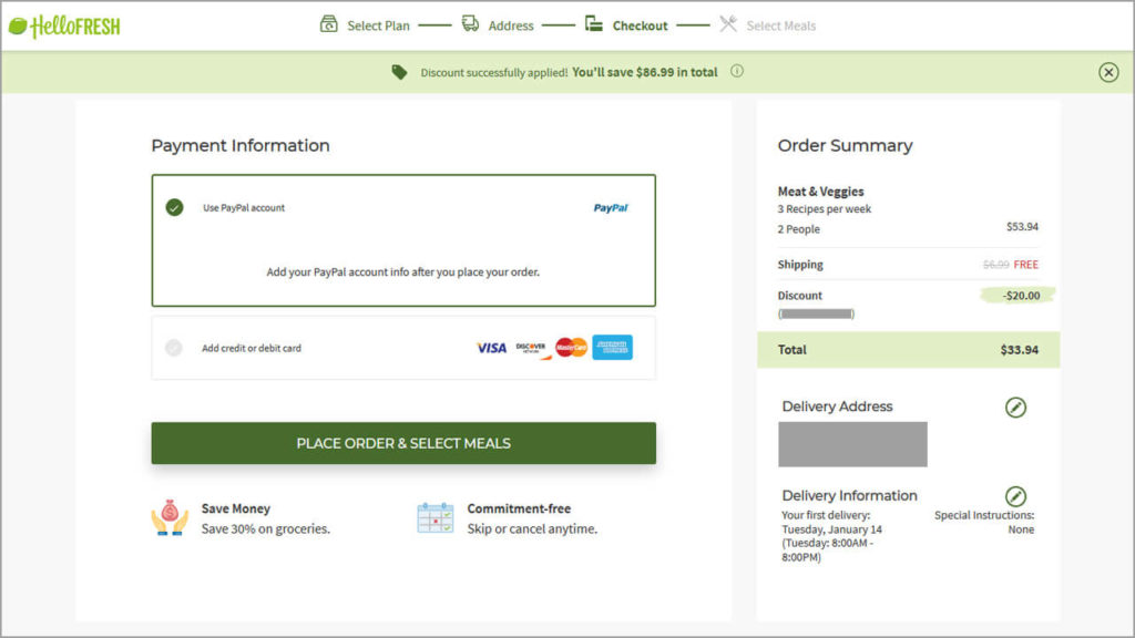 Hellofresh Sales Funnel Example Checkout Stage
