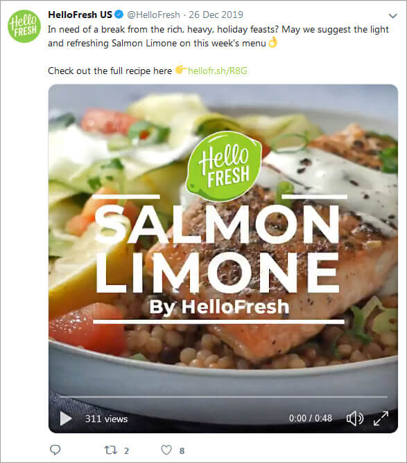 Hellofresh Twitter Tweet Example