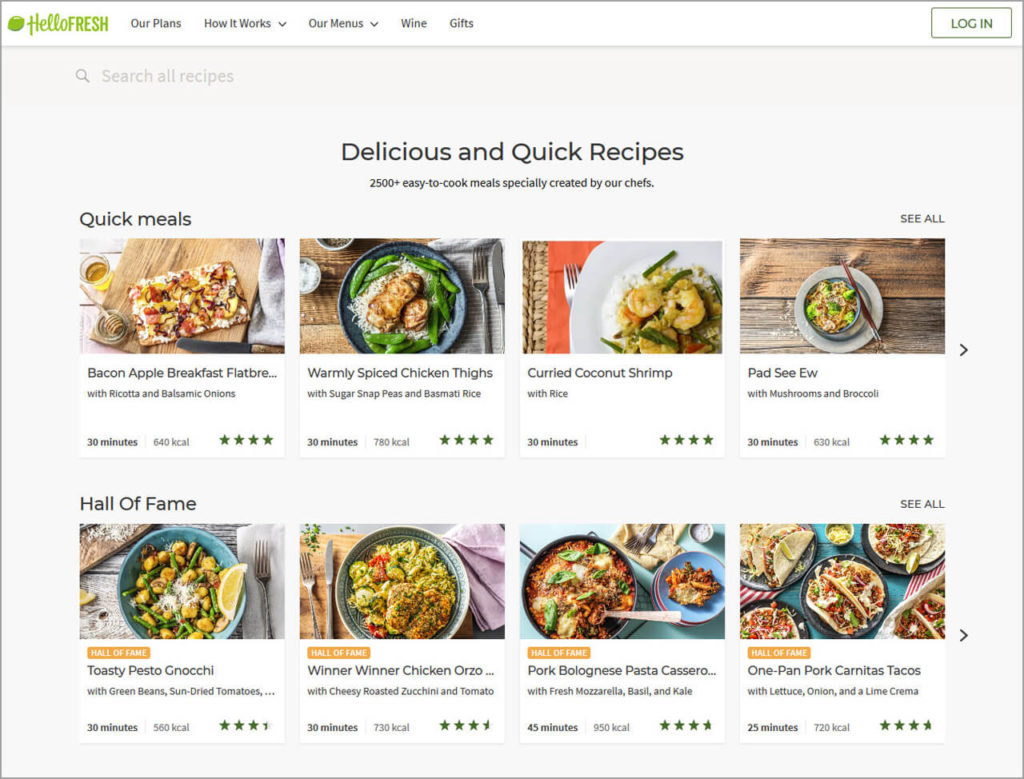 Hellofresh Website Recipes Page Example