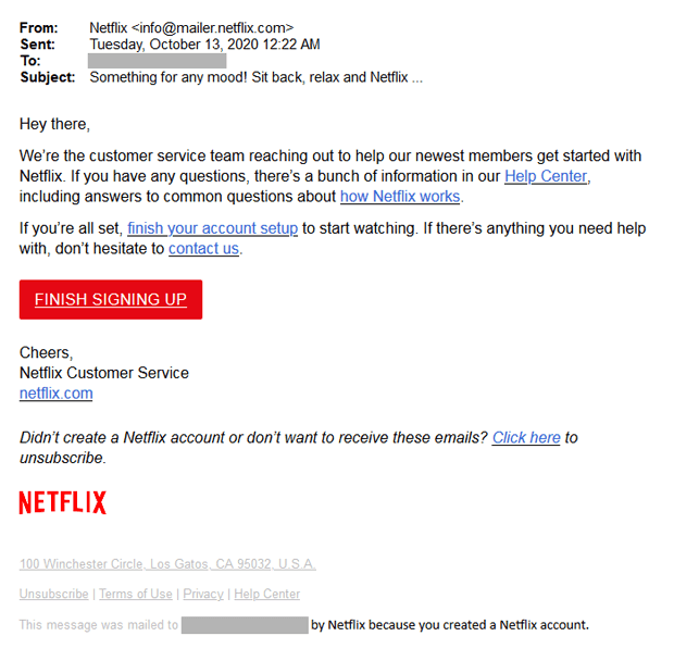 Netflix Sales Funnel Email Marketing Follow Up Example