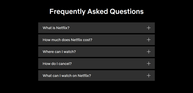 Netflix Sales Funnel Landing Page Faq Examples
