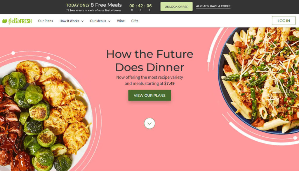 Sales Funnel Example HelloFresh Landing Page 2020