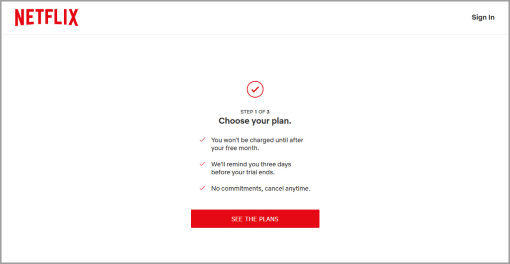 Netflix Funnel Choose Plan Introduction
