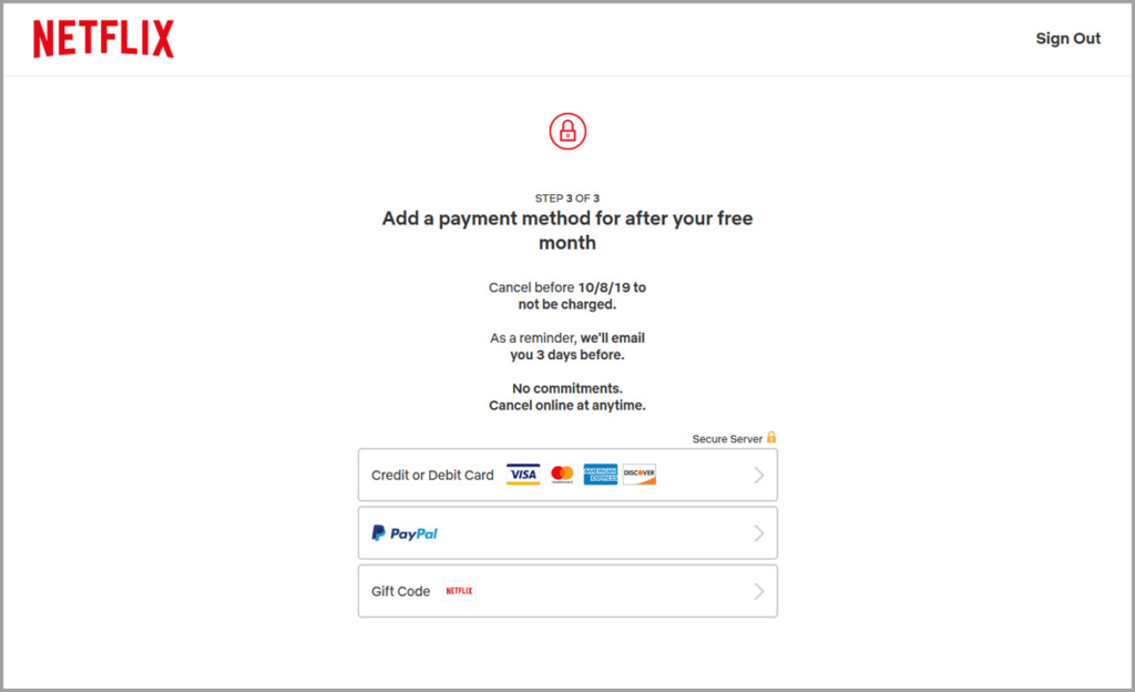 Netflix Choose Your Payment Method Stage