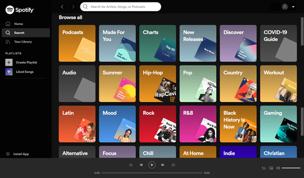 Spotify Free Web Player Example