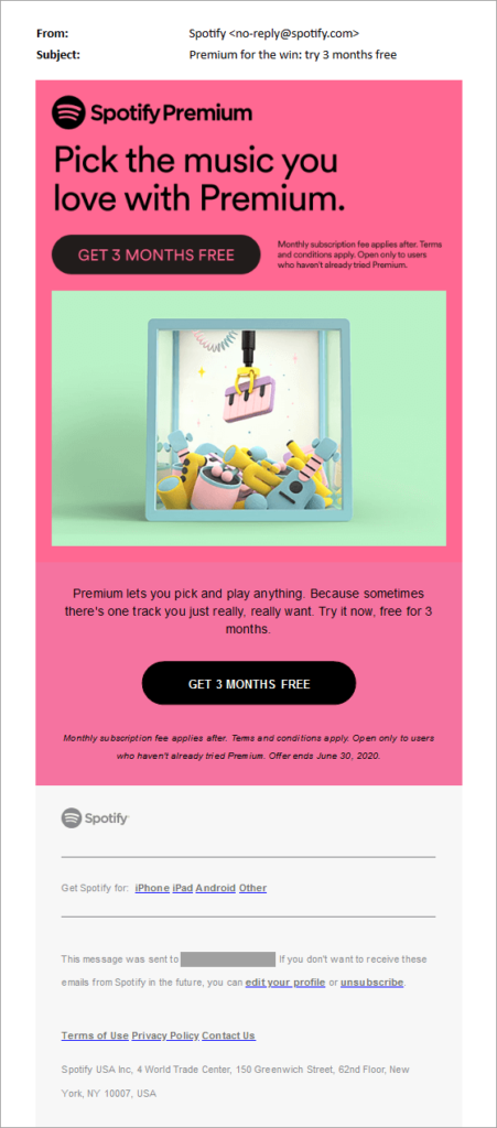 Spotify Sales Funnel Email Marketing Example