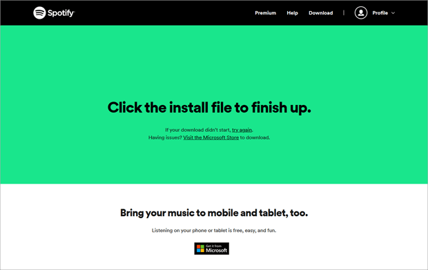 Spotify Sales Funnel Thank You Page Example