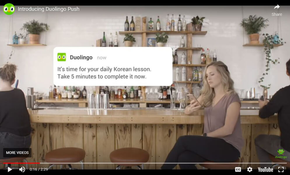 Mobile Marketing Push Notifications Example Duolingo