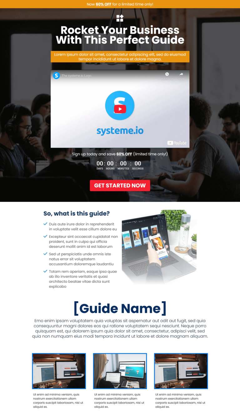 Create A Funnel Sales Page Systeme.io Template Top Half