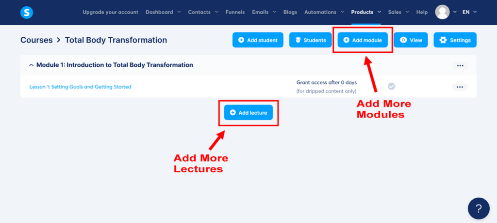 Create A Sales Funnel Systeme,io Course Add More Modulues And Lectures