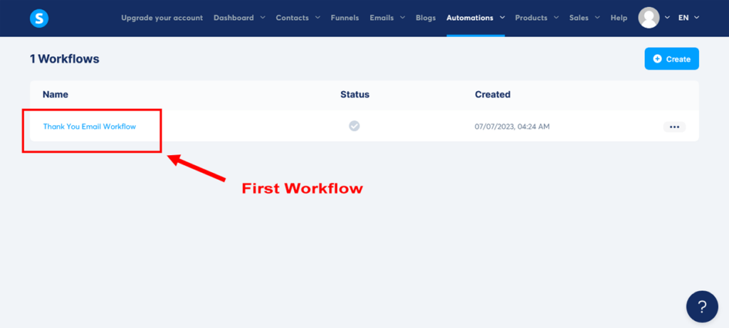 Create A Funnel Systeme.io First Workflow In Dashboard