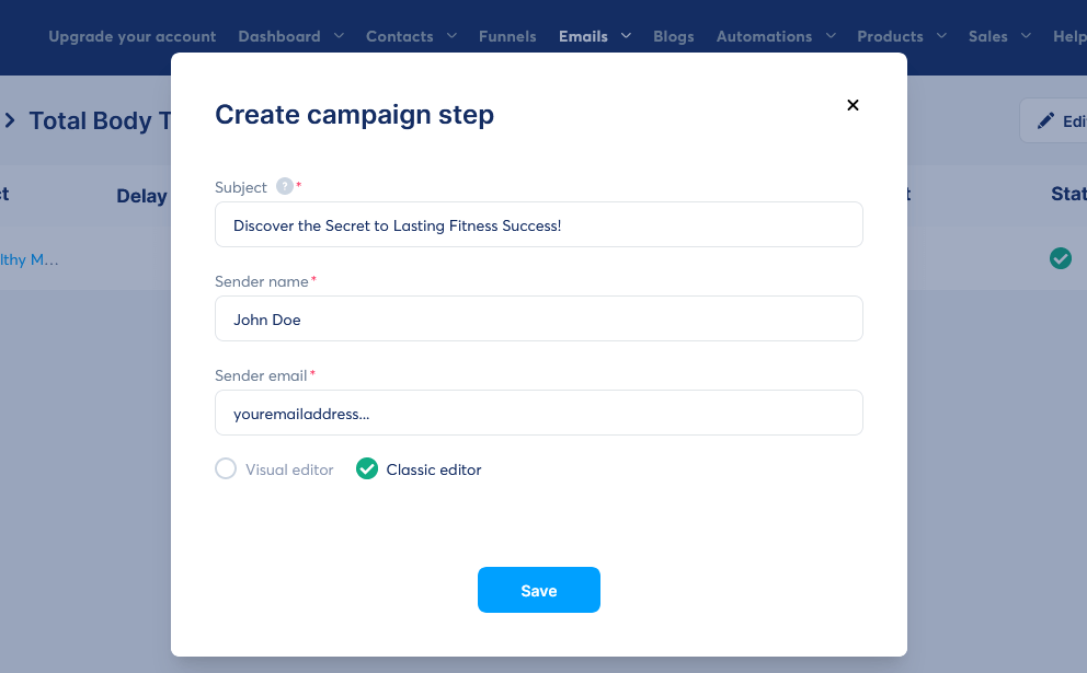 Create A Sales Funnel Systeme.io Add Second Email To Campaign Step