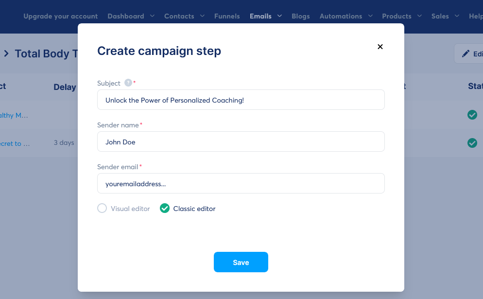 Create A Sales Funnel Systeme.io Add Third Email To Campaign Step