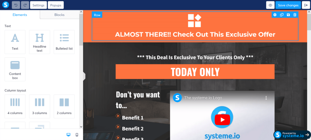 Create A Sales Funnel Systeme.io Edit Upsell Page