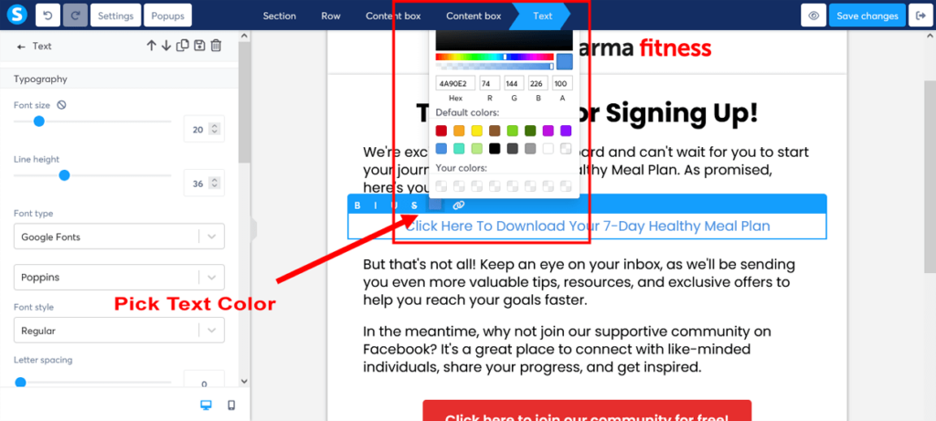 Create A Sales Funnel Systeme.io Editor Pick Text Color