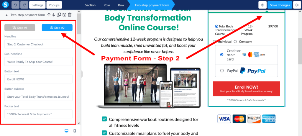 Create A Sales Funnel Systeme.io Editor Two-Step Order Form Payment Details