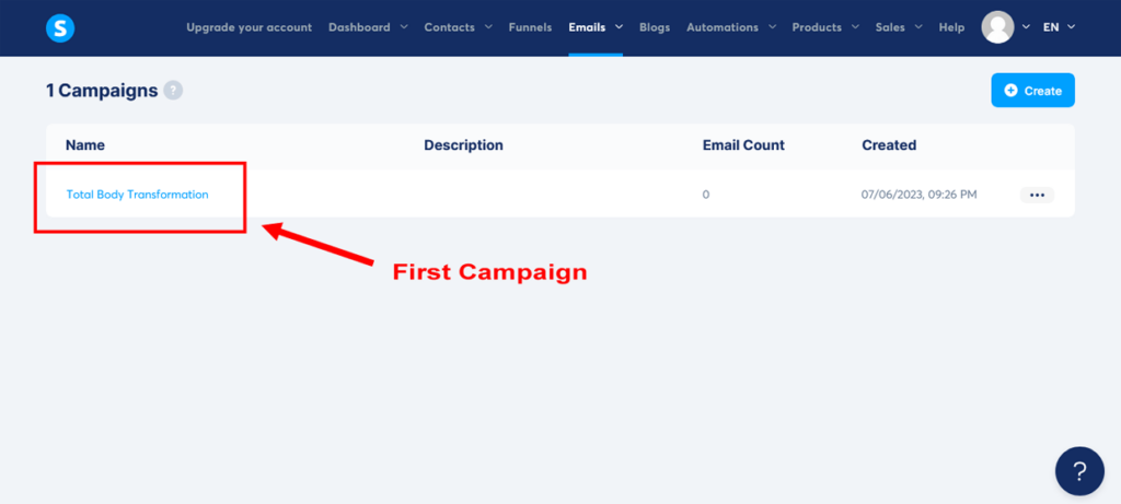 Create A Sales Funnel Systeme.io First Email Campaign In Dashboard