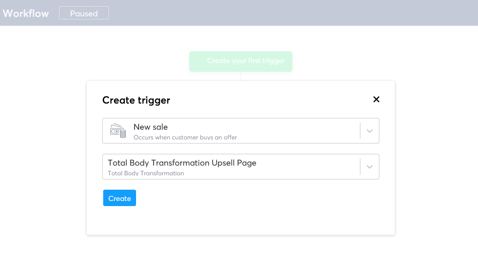 Create A Sales Funnel Systeme.io Workflow Add Trigger For Upsell