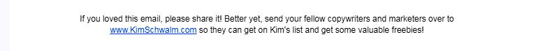Welcome Email Example Kim Krause Schwalm Social Networks Sharing CTA